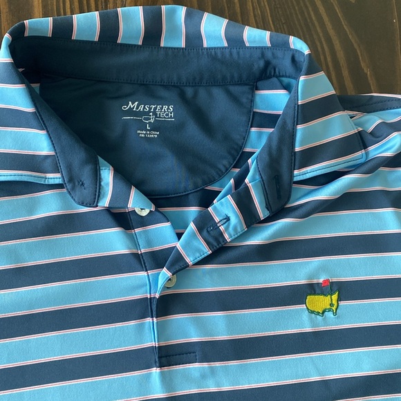 Masters Men’s Blue Polo Large Golf Shirt Stripes - Picture 2 of 3